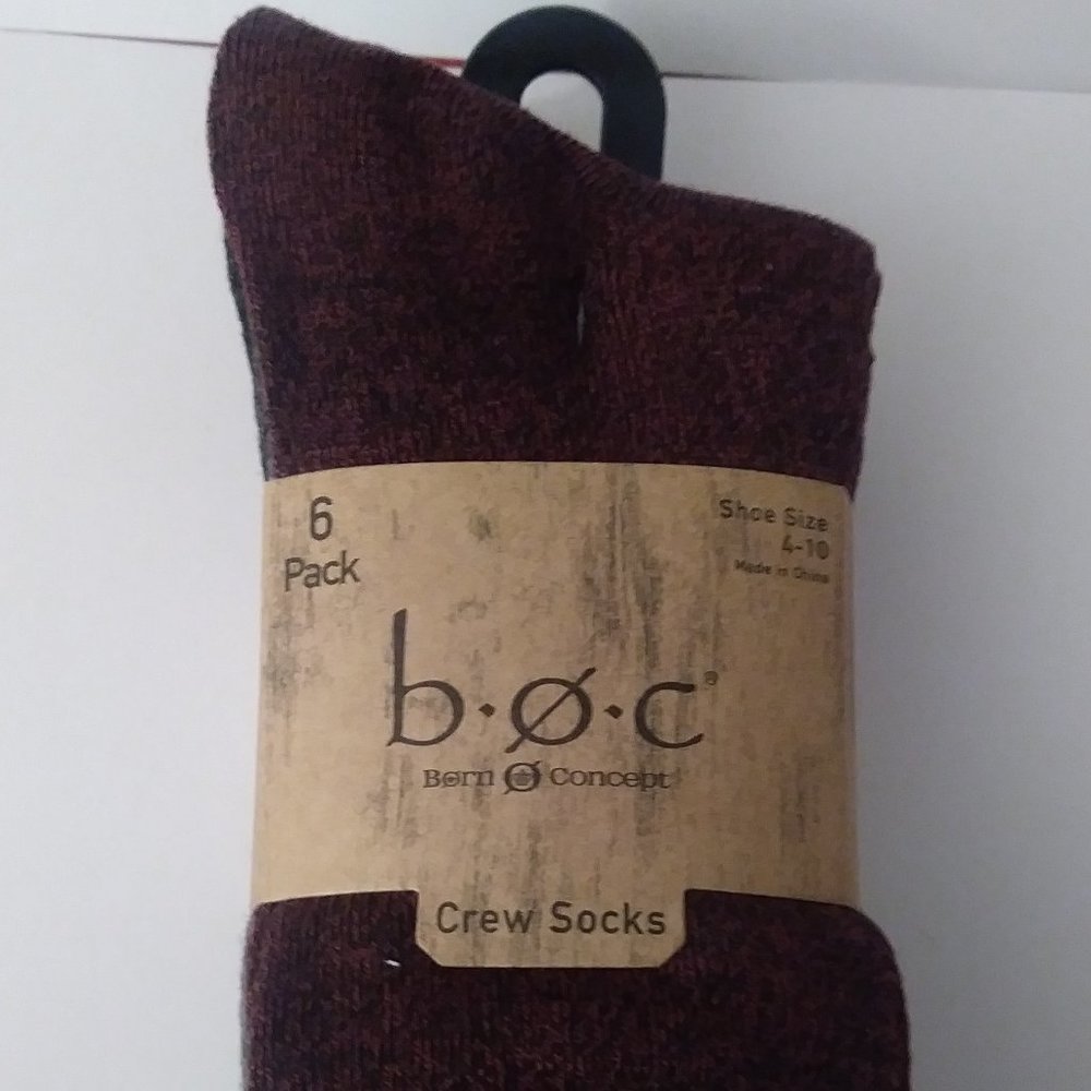 BORN O CONCEPT CREW SOCKS 6 PACK SHOW SIZE 4-10